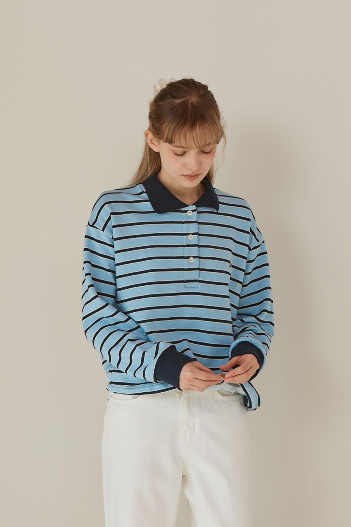 아노에틱(ANOETIC) ANC STRIPE STRING RUGBY SWEATSHIRTS_BLUE
