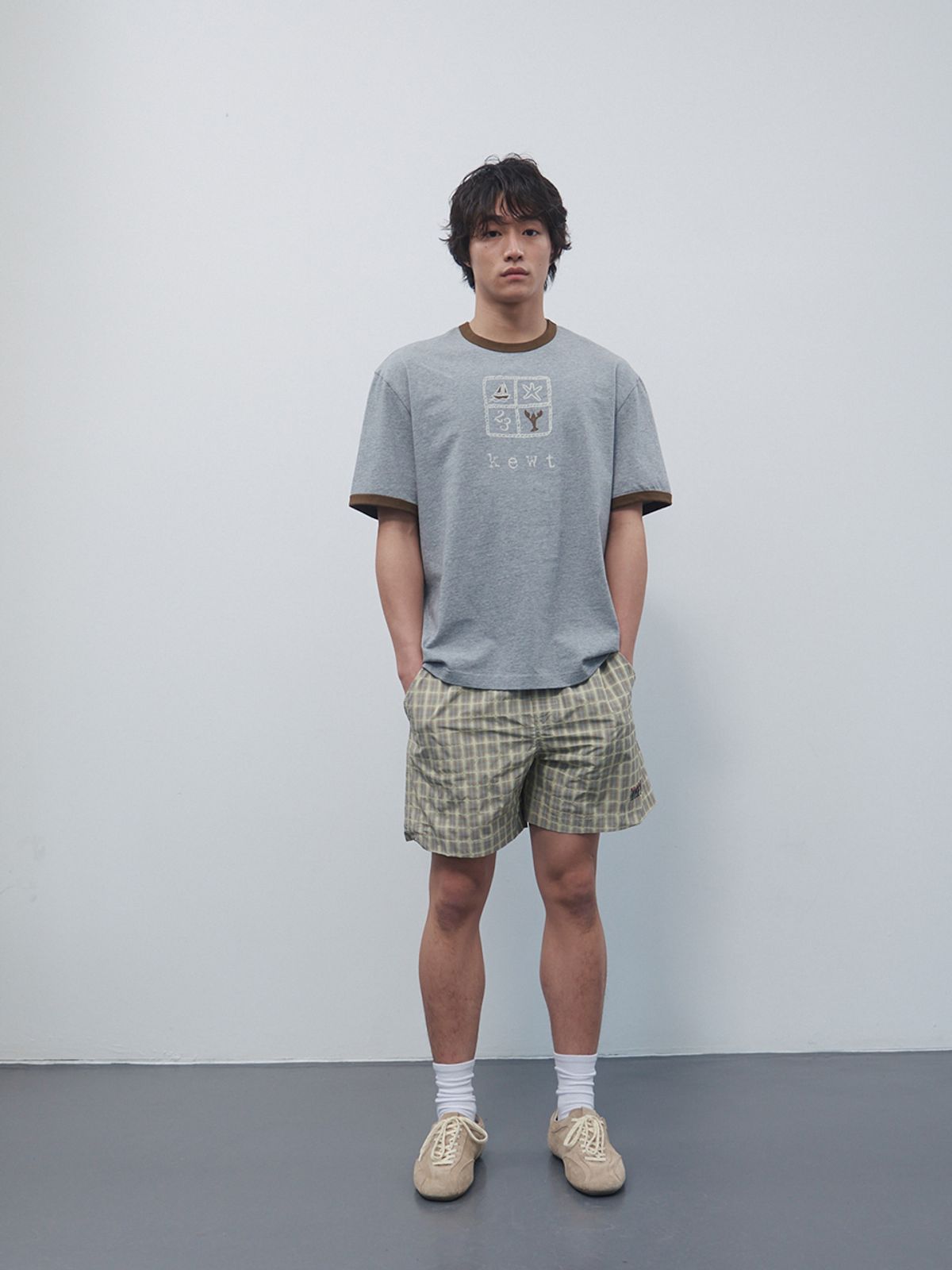 기준 맨(KIJUN MEN) Check Shorts Beige