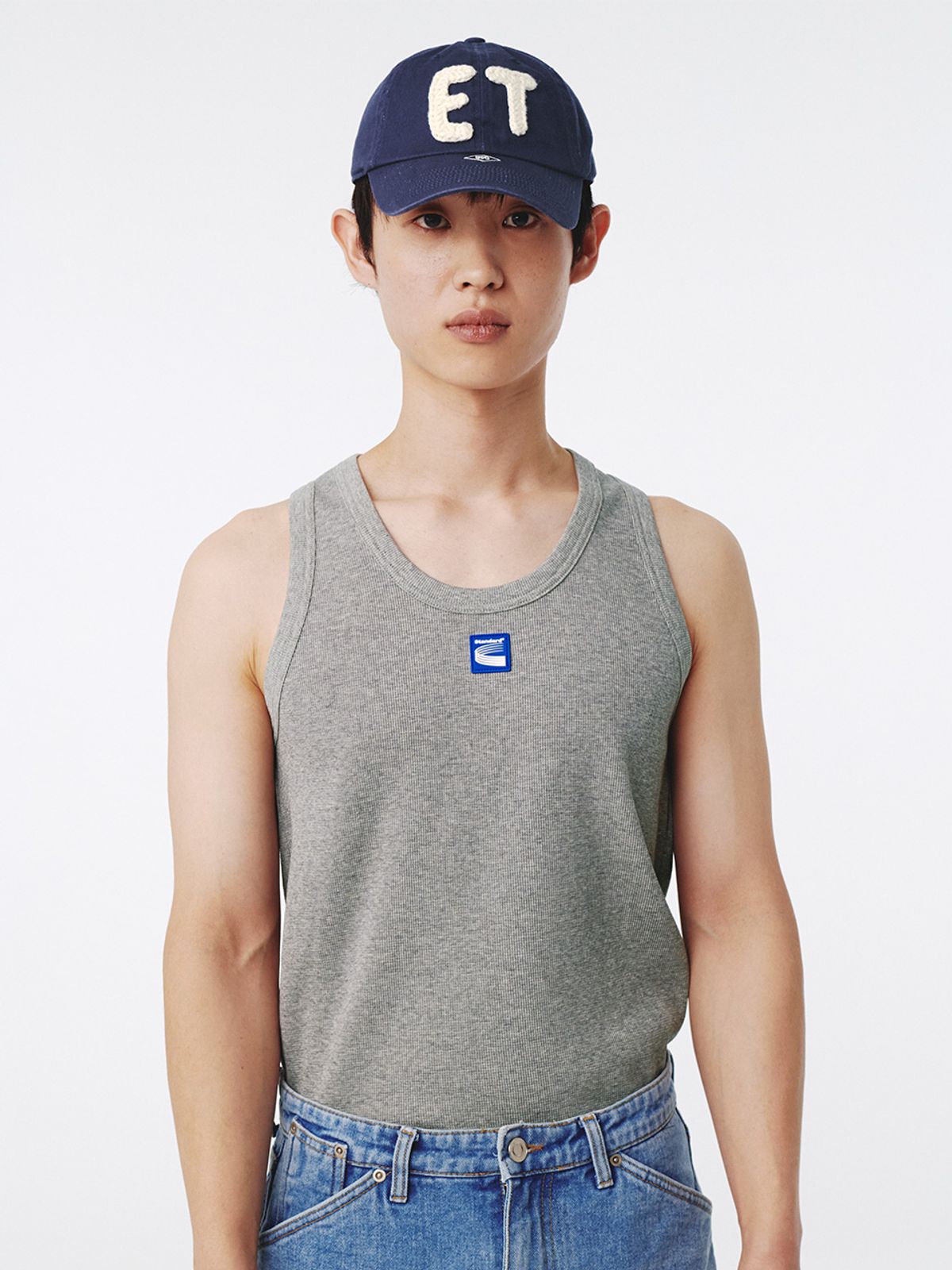 기준 맨(KIJUN MEN) (M) Patch Tank Top Melange Grey