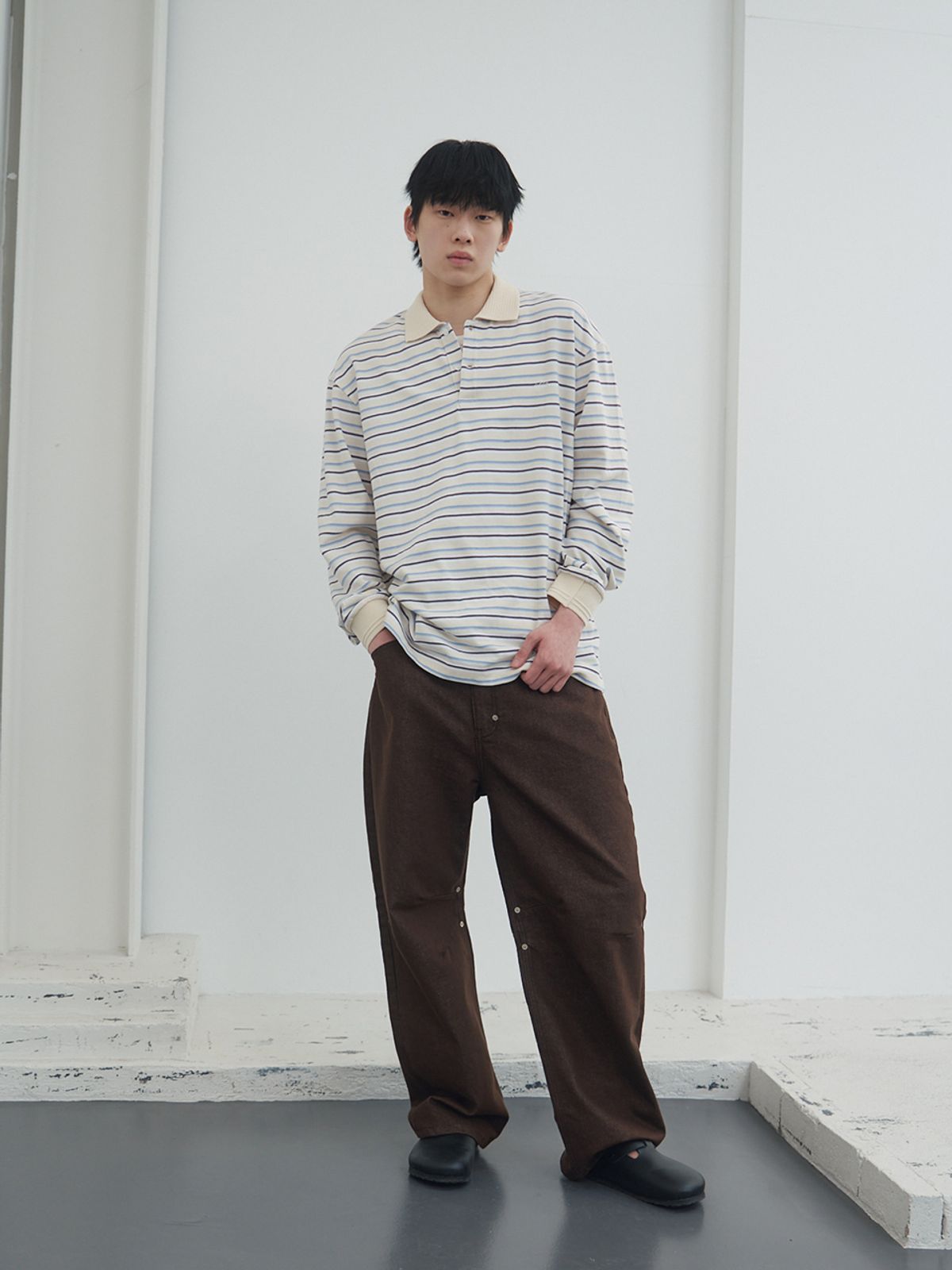 기준 맨(KIJUN MEN) Fresh Border Pique Polo Sky Blue
