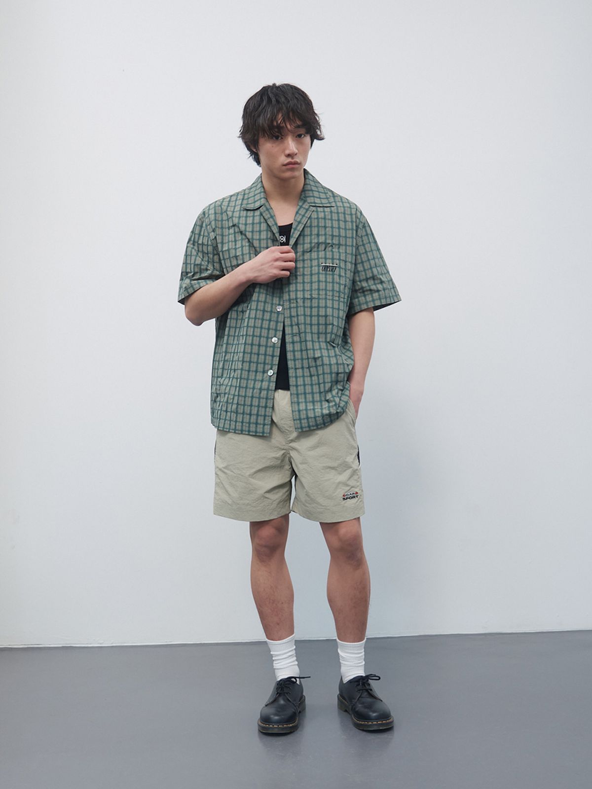 기준 맨(KIJUN MEN) Check Half Sleeve Shirt Green