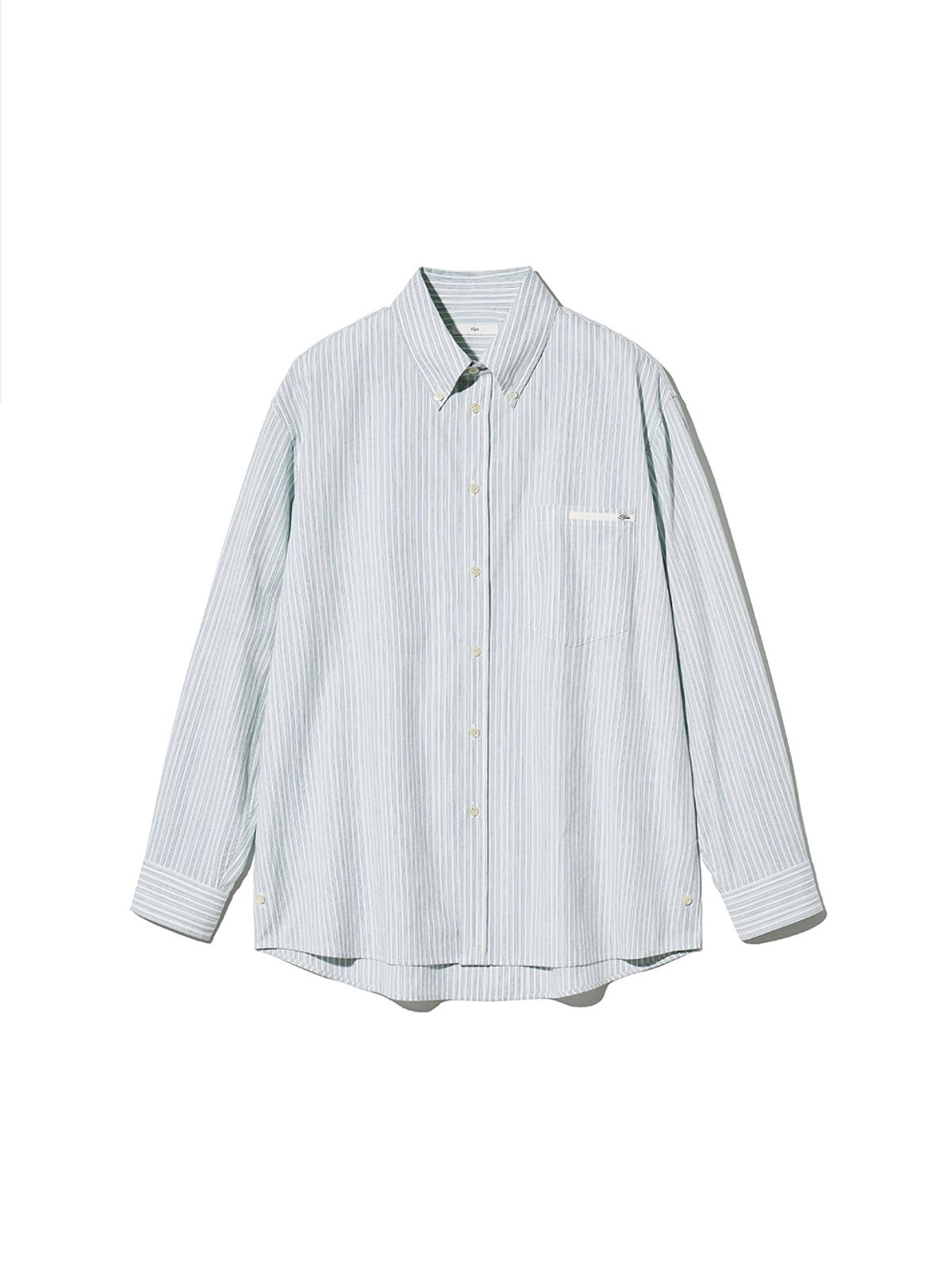 기준 맨(KIJUN MEN) Natural Stripe Button Down Shirt Blue