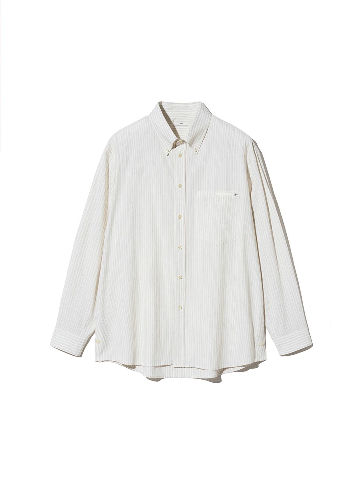 기준 맨(KIJUN MEN) Natural Stripe Button Down Shirt Ivory