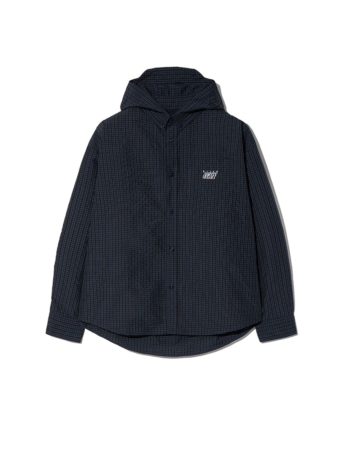 기준 맨(KIJUN MEN) Check Hoodie Shirt Navy