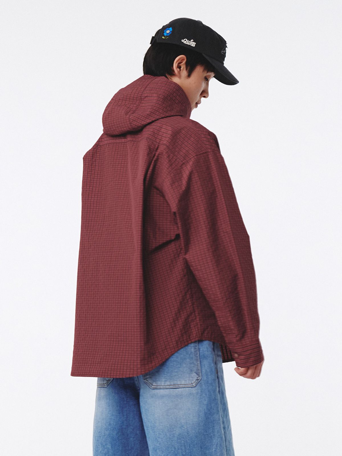 기준 맨(KIJUN MEN) Check Hoodie Shirt Red