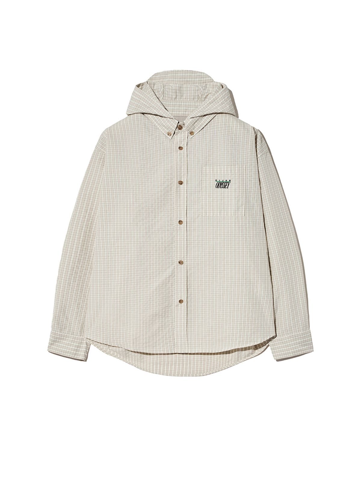 기준 맨(KIJUN MEN) Check Hoodie Shirt Ivory