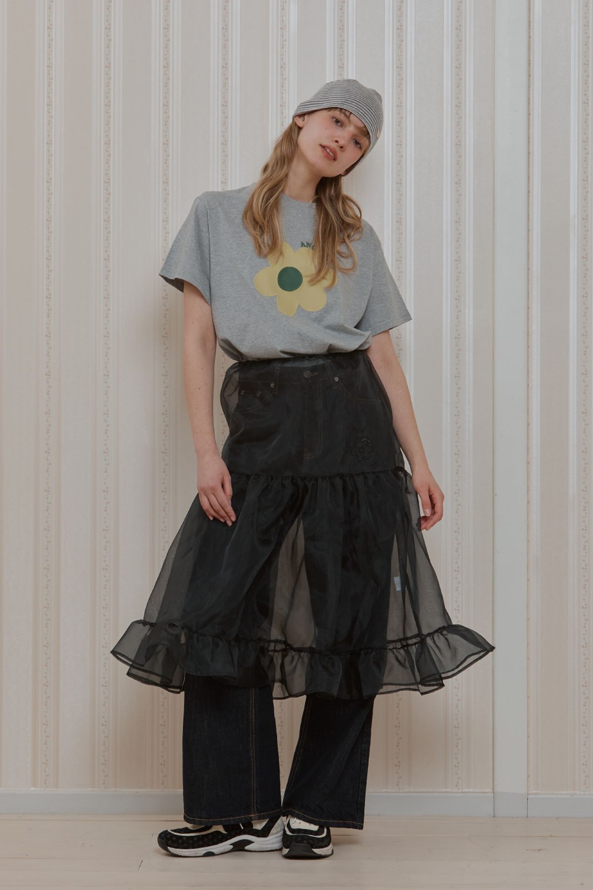 아노에틱(ANOETIC) LAYERED SEE-THROUGH SKIRT_BLACK