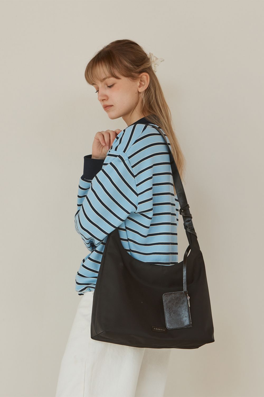MUSINSA | ANOETIC ANC NYLON HOBO BAG & CARD WALLET SET_BLACK