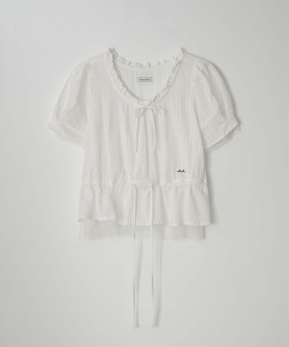 하우스 오브 폰드(HOUSE OF POND) Sheer Layered String Half Blouse_Ivory