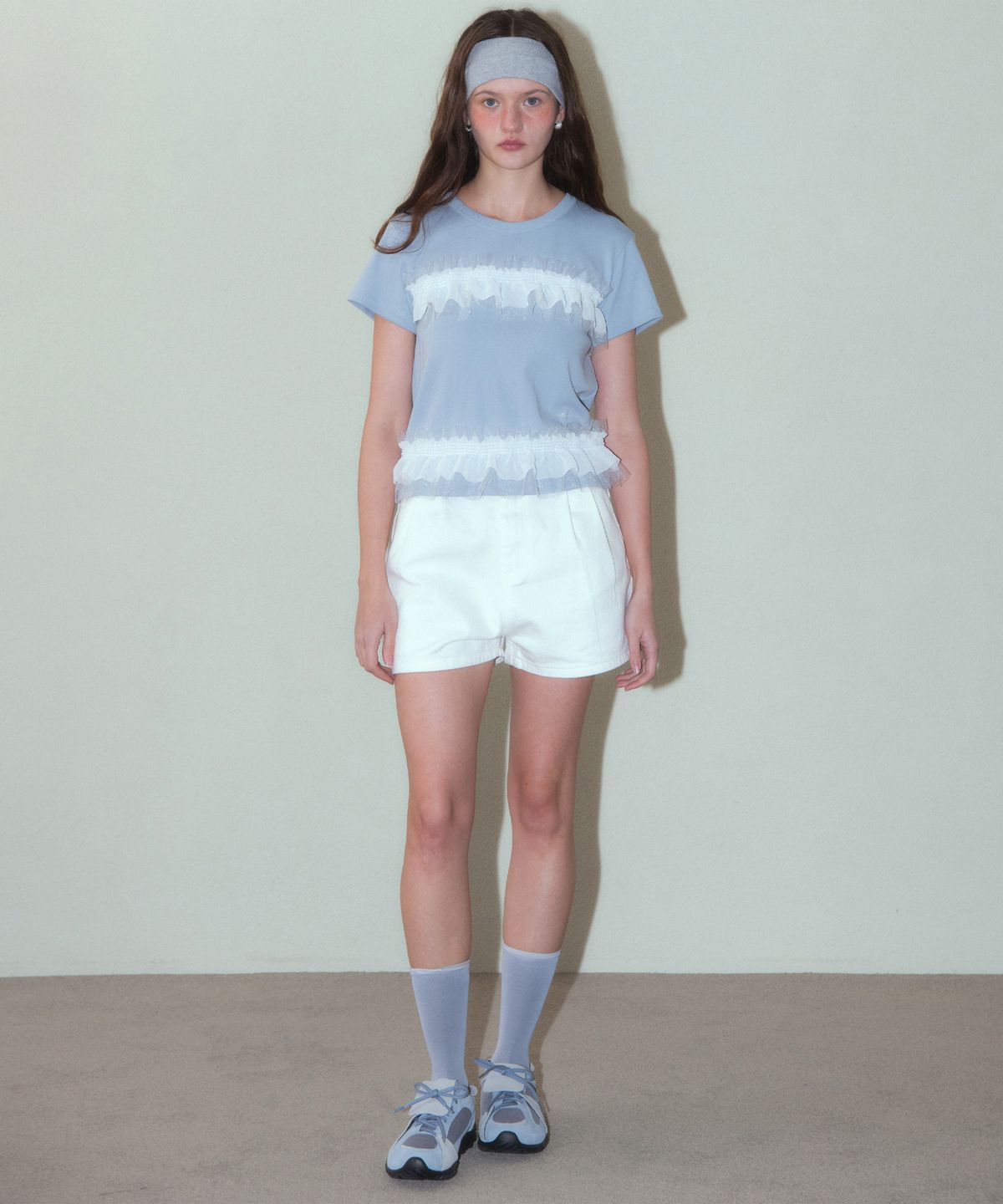 하우스 오브 폰드(HOUSE OF POND) Lace Layered Span T Shirt_Blue