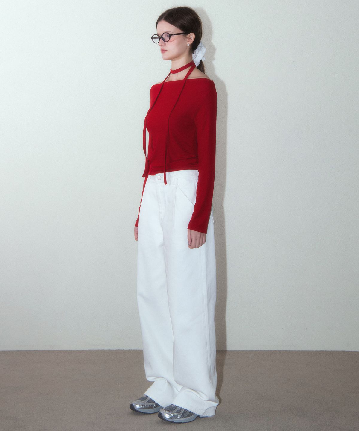 하우스 오브 폰드(HOUSE OF POND) Wide Leg Pintuck Denim Jeans_Ivory