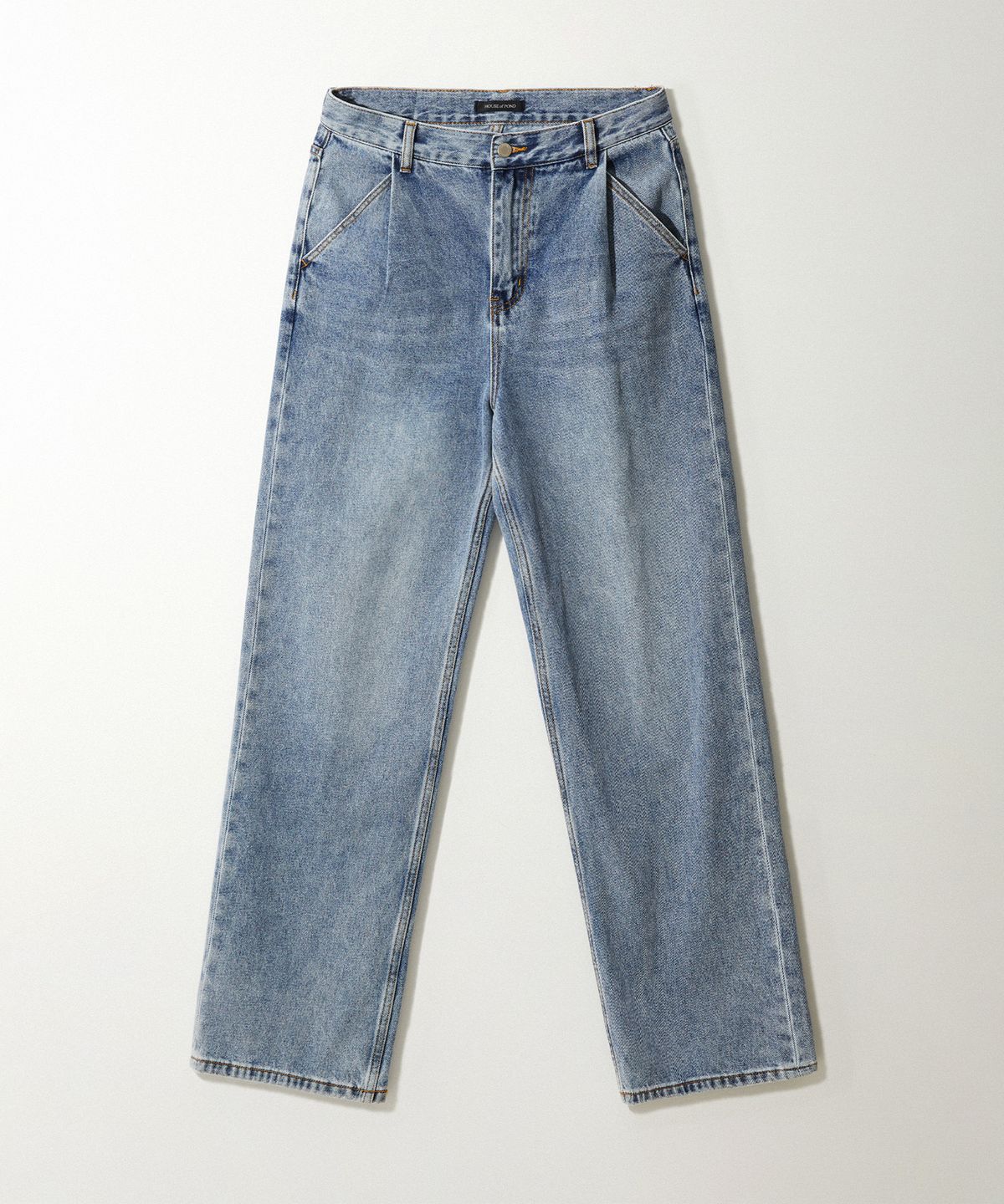 하우스 오브 폰드(HOUSE OF POND) Wide Leg Pintuck Denim Jeans_Mid Blue
