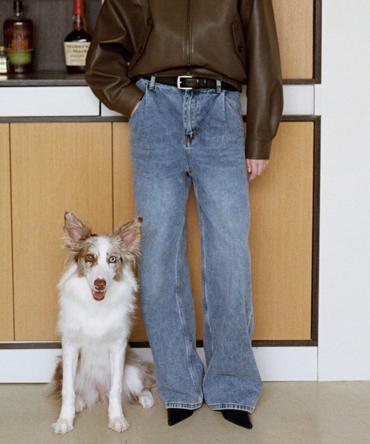 하우스 오브 폰드(HOUSE OF POND) Wide Leg Pintuck Denim Jeans_Mid Blue