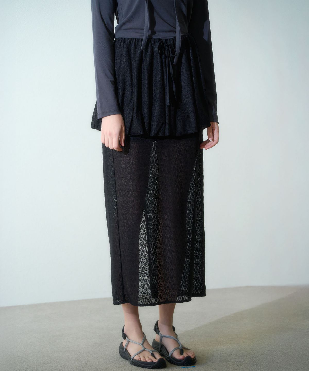 하우스 오브 폰드(HOUSE OF POND) Fog Flower Balloon Skirt_Black