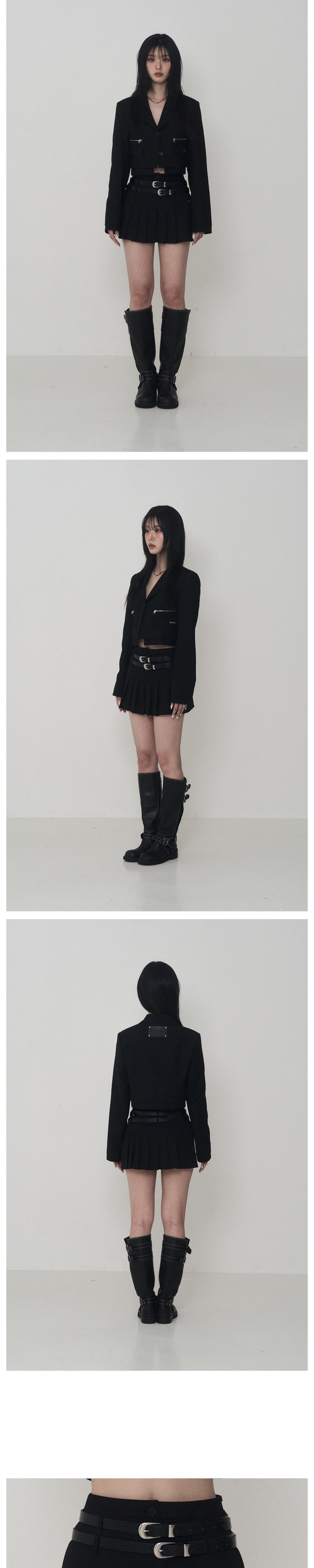 MUSINSA | ETRE AU SOMMET Layered setup two-belt side pleats skirt