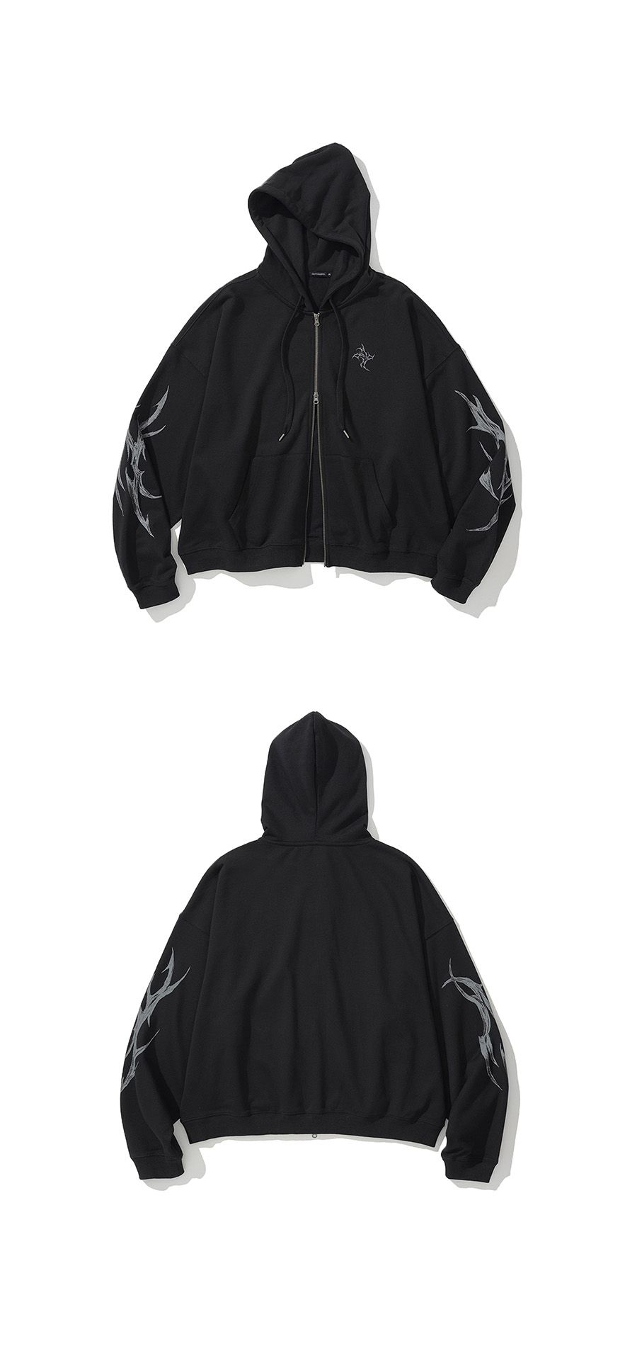 MUSINSA | NOT4NERD Dagger Tribal Logo Hood Zip Up - Black