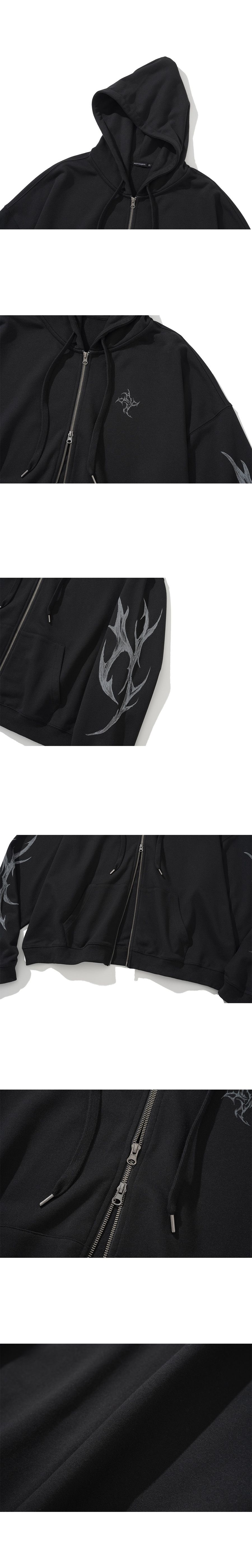 MUSINSA公式 | NOT4NERD Dagger Tribal Logo Hood Zip Up - Black
