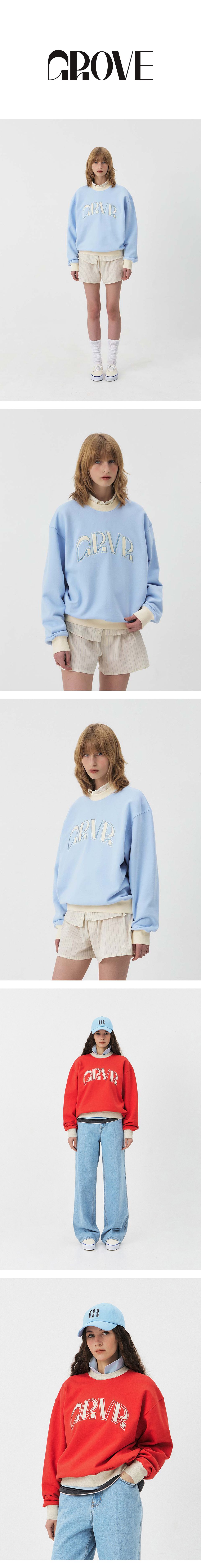 GROVE GRVR COLOR SWEATSHIRT RED スウェット 韓国 GRVR SWEAT SHIRT [3COLOR] - GROVE