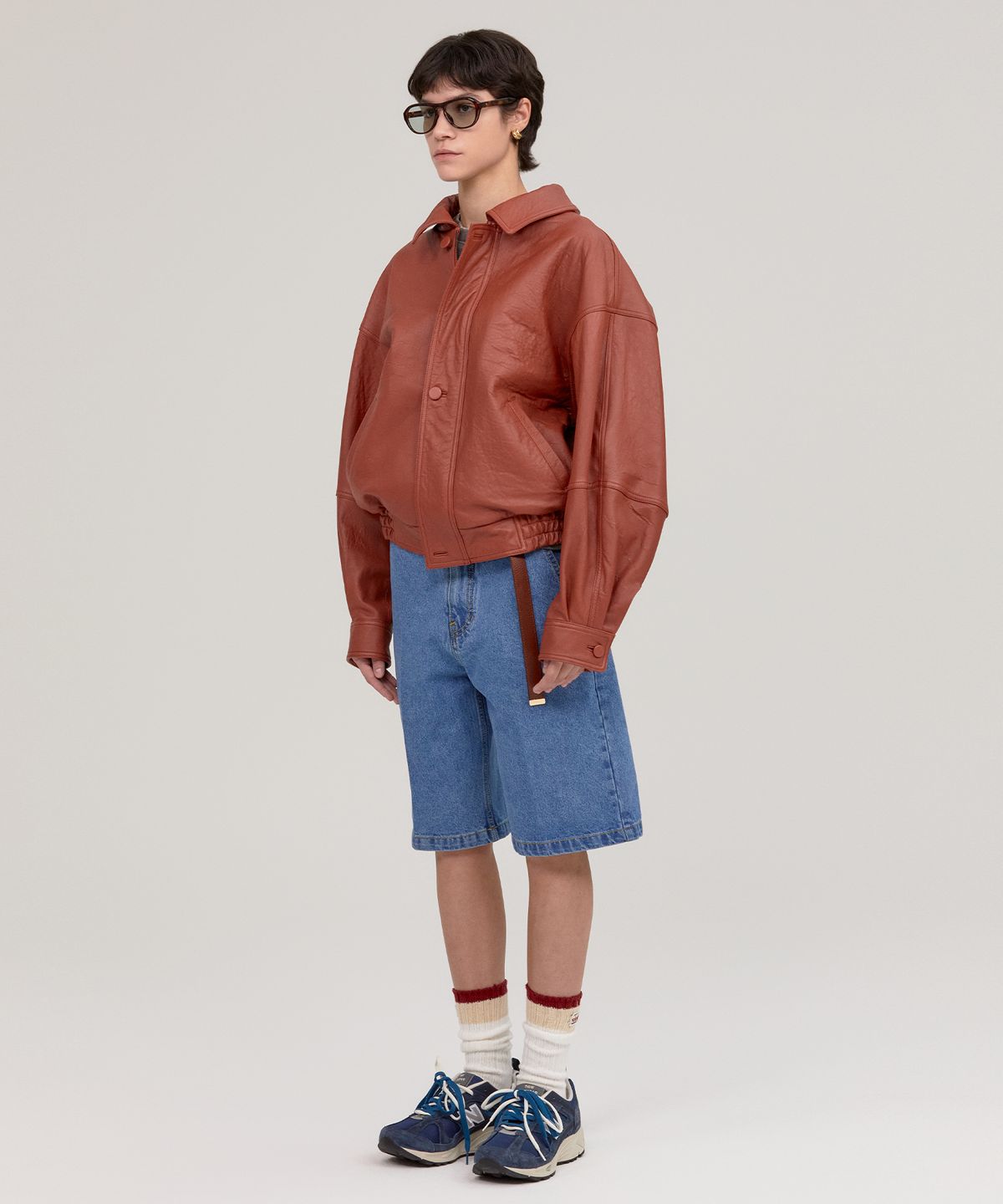 노앙(NOHANT) NYC WASHED LEATHER BLOUSON RED