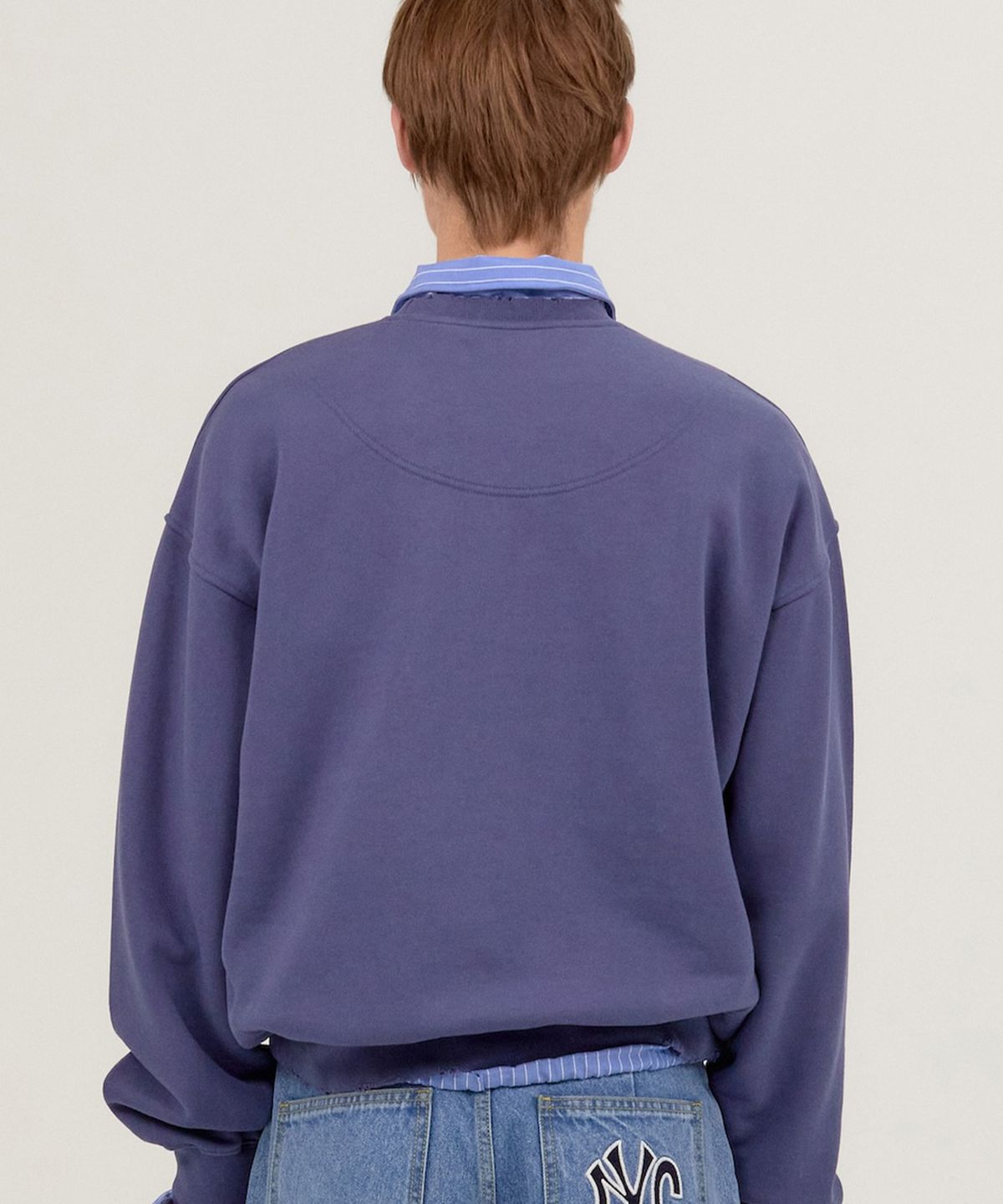 노앙(NOHANT) LONELY/LOVELY DAMAGE SWEATSHIRT INDIGO BLUE