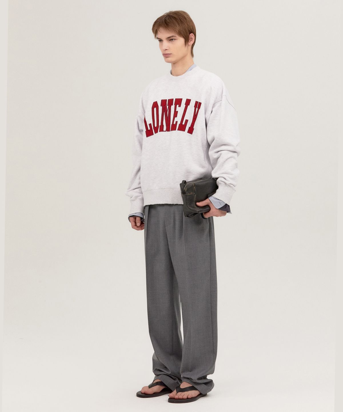 노앙(NOHANT) LONELY/LOVELY DAMAGE SWEATSHIRT ASH GRAY