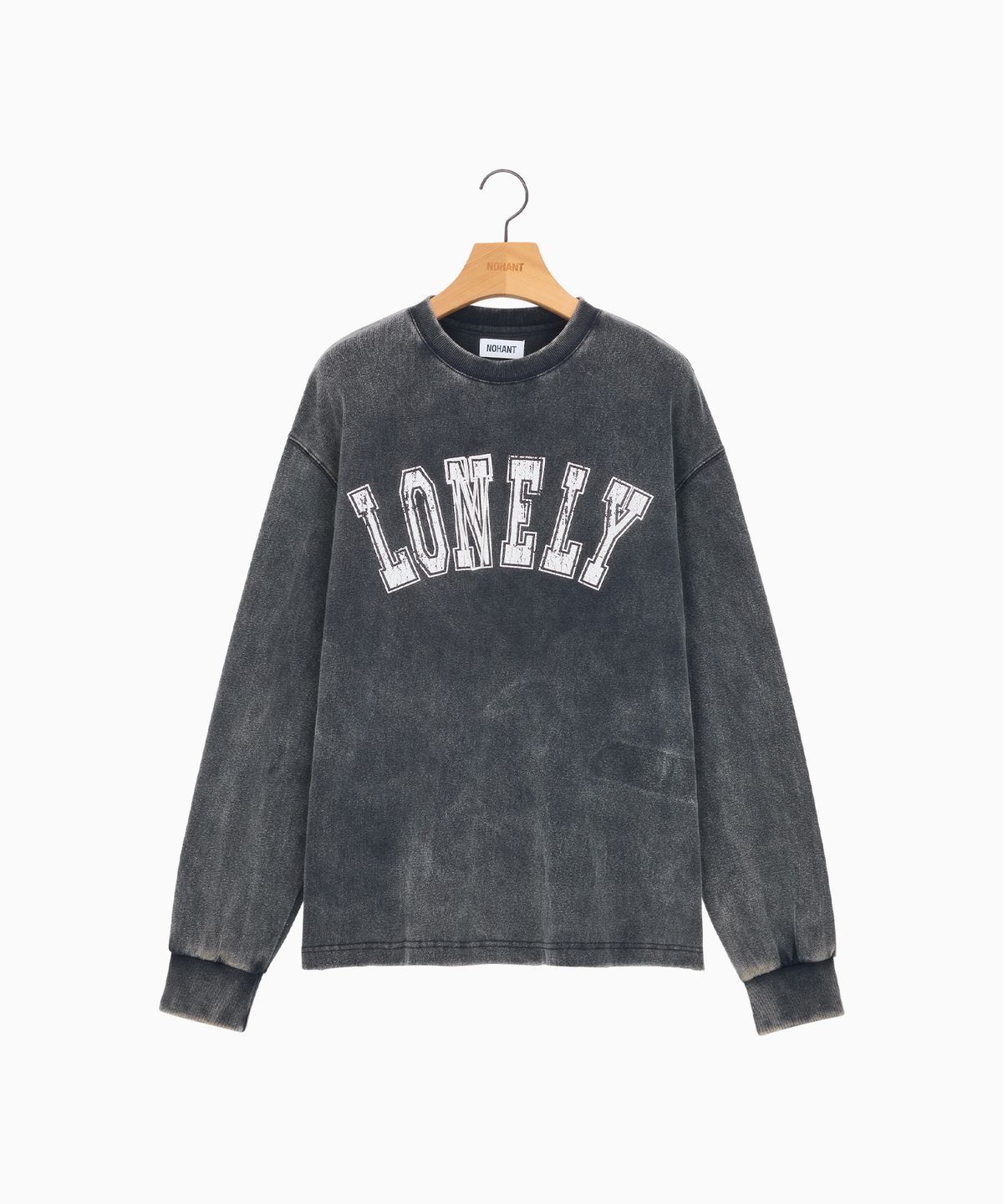 노앙(NOHANT) LONELY/LOVELY SALT WASHING LONG SLEEVE T-SHIRT CHARCOAL