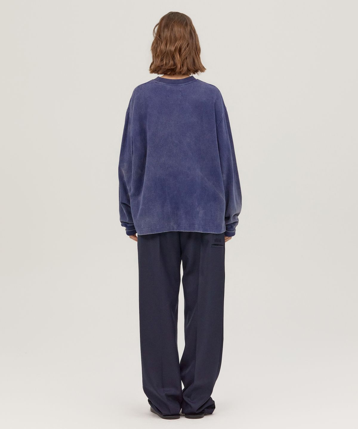 노앙(NOHANT) LONELY/LOVELY SALT WASHING LONG SLEEVE T-SHIRT NAVY