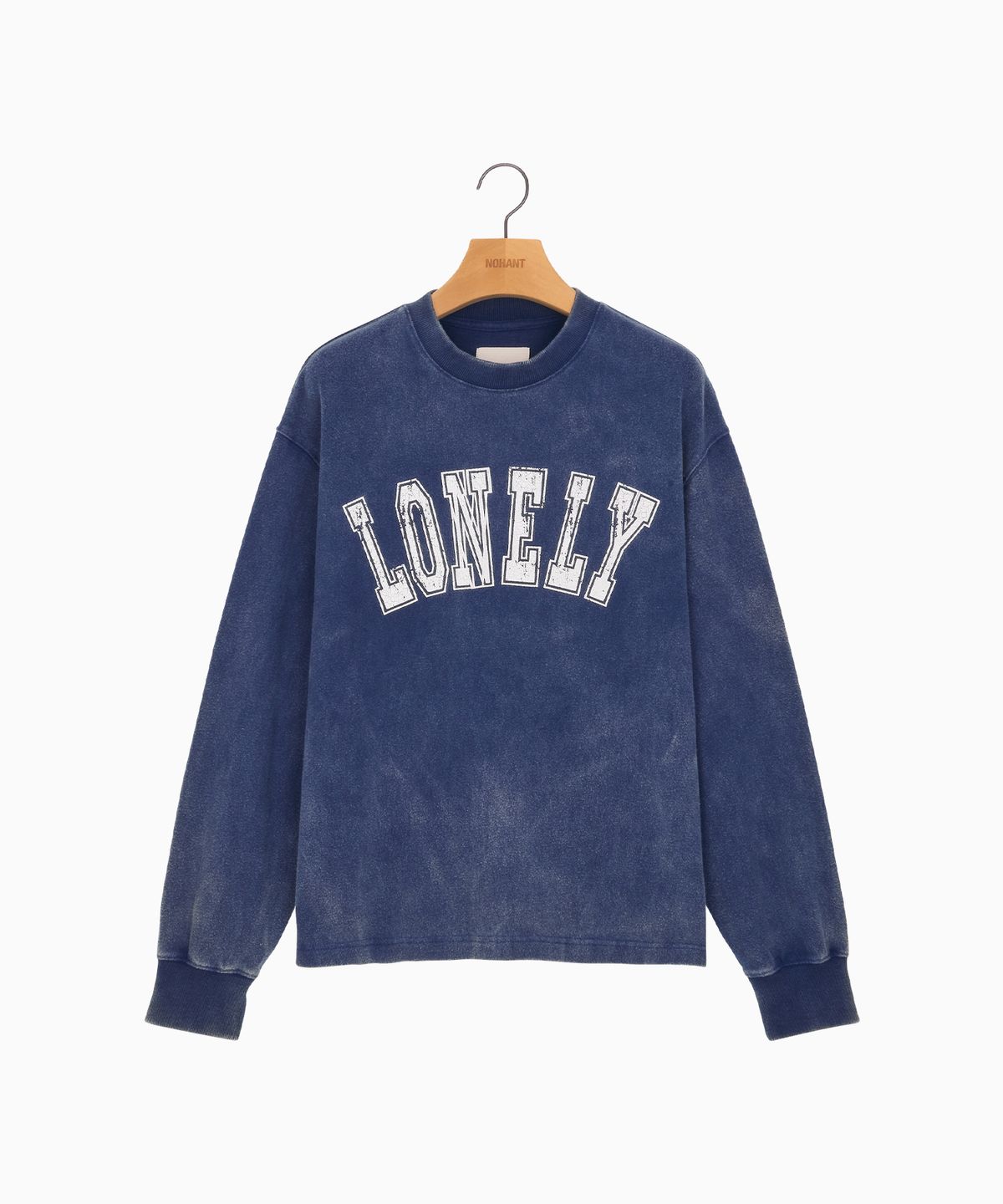 노앙(NOHANT) LONELY/LOVELY SALT WASHING LONG SLEEVE T-SHIRT NAVY