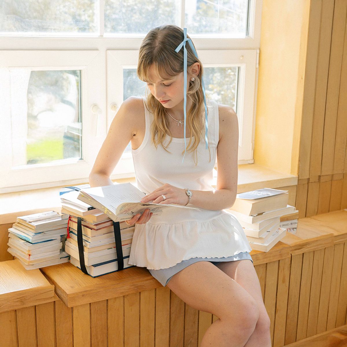 던드롭(DUNDROP) DD_White sleeveless dress top