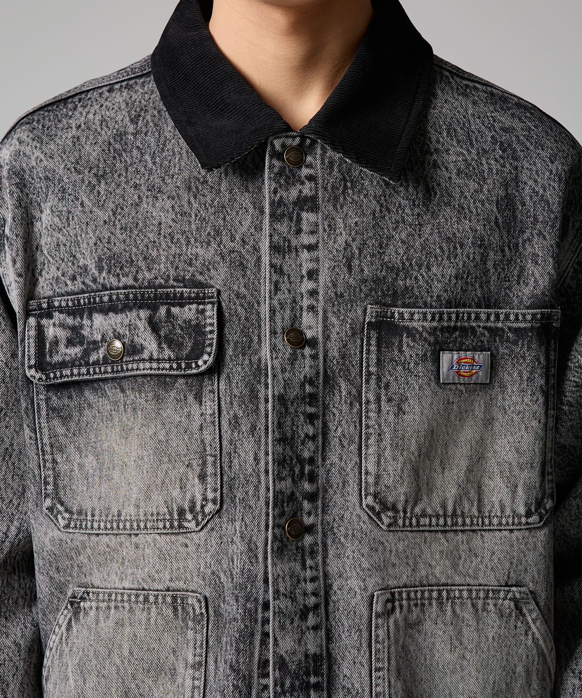 디키즈(DICKIES) 유틸리티 워시드 데님 초어 재킷 Light Gray Denim