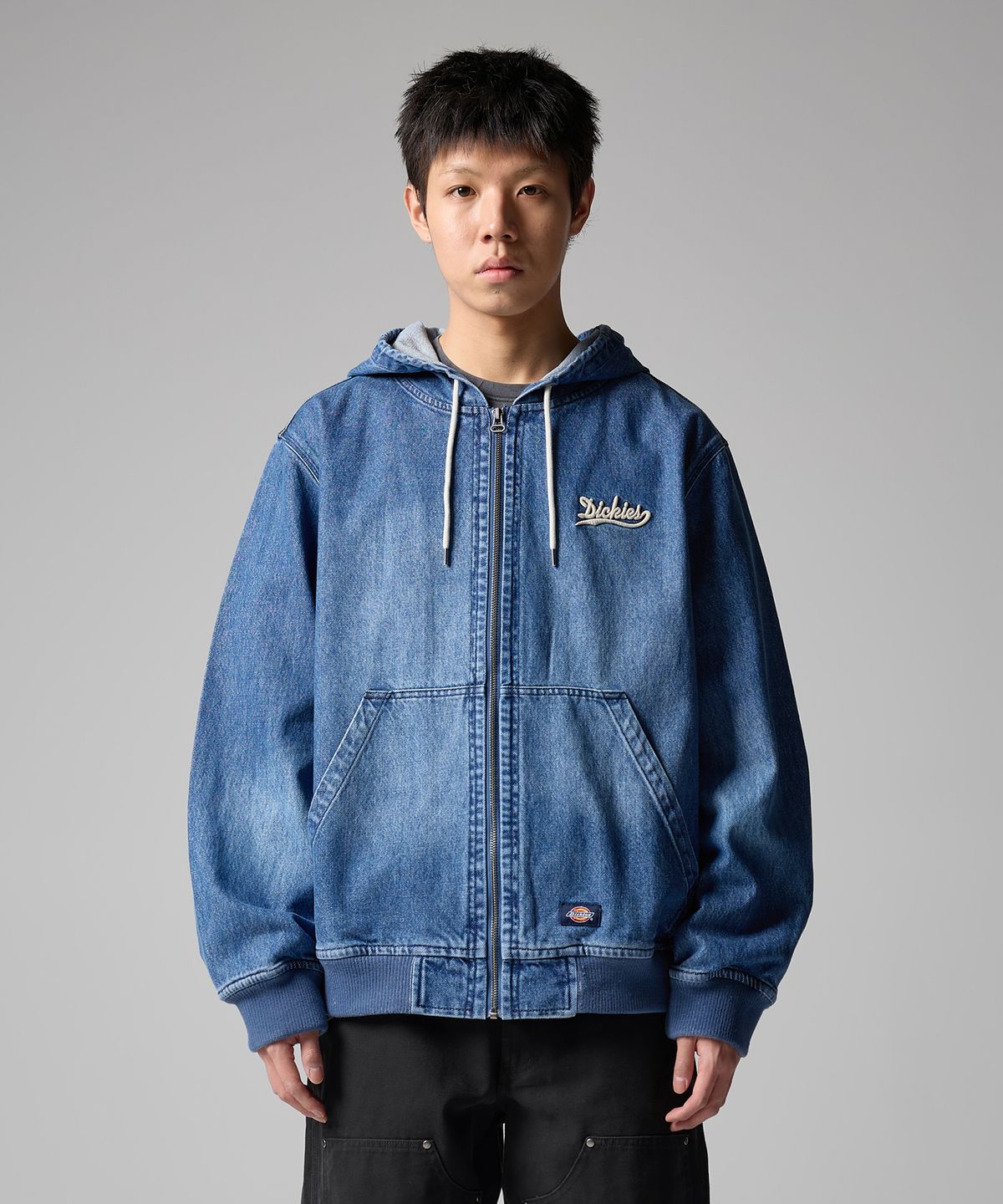 디키즈(DICKIES) 웨이브 로고 데님 후드 집업 Medium Blue