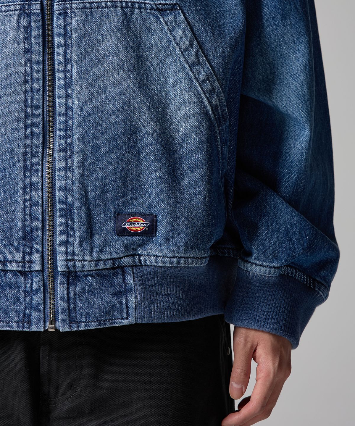 디키즈(DICKIES) 웨이브 로고 데님 후드 집업 Medium Blue