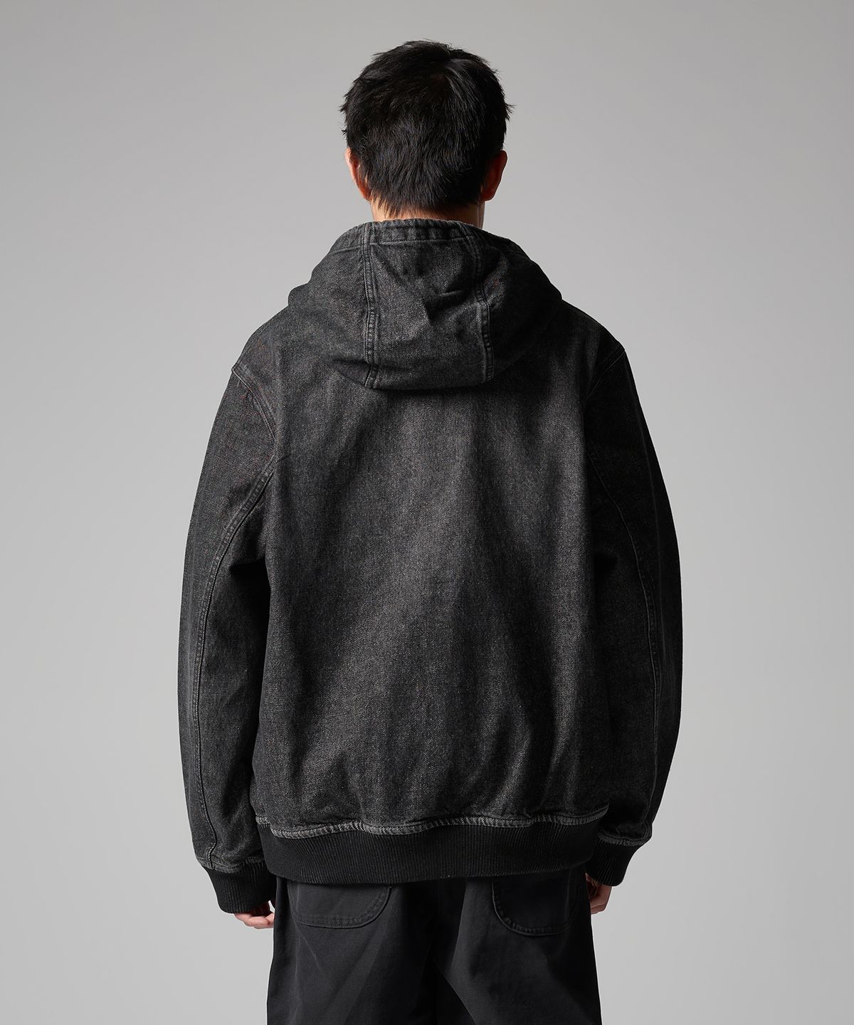 디키즈(DICKIES) 웨이브 로고 데님 후드 집업 Black Denim