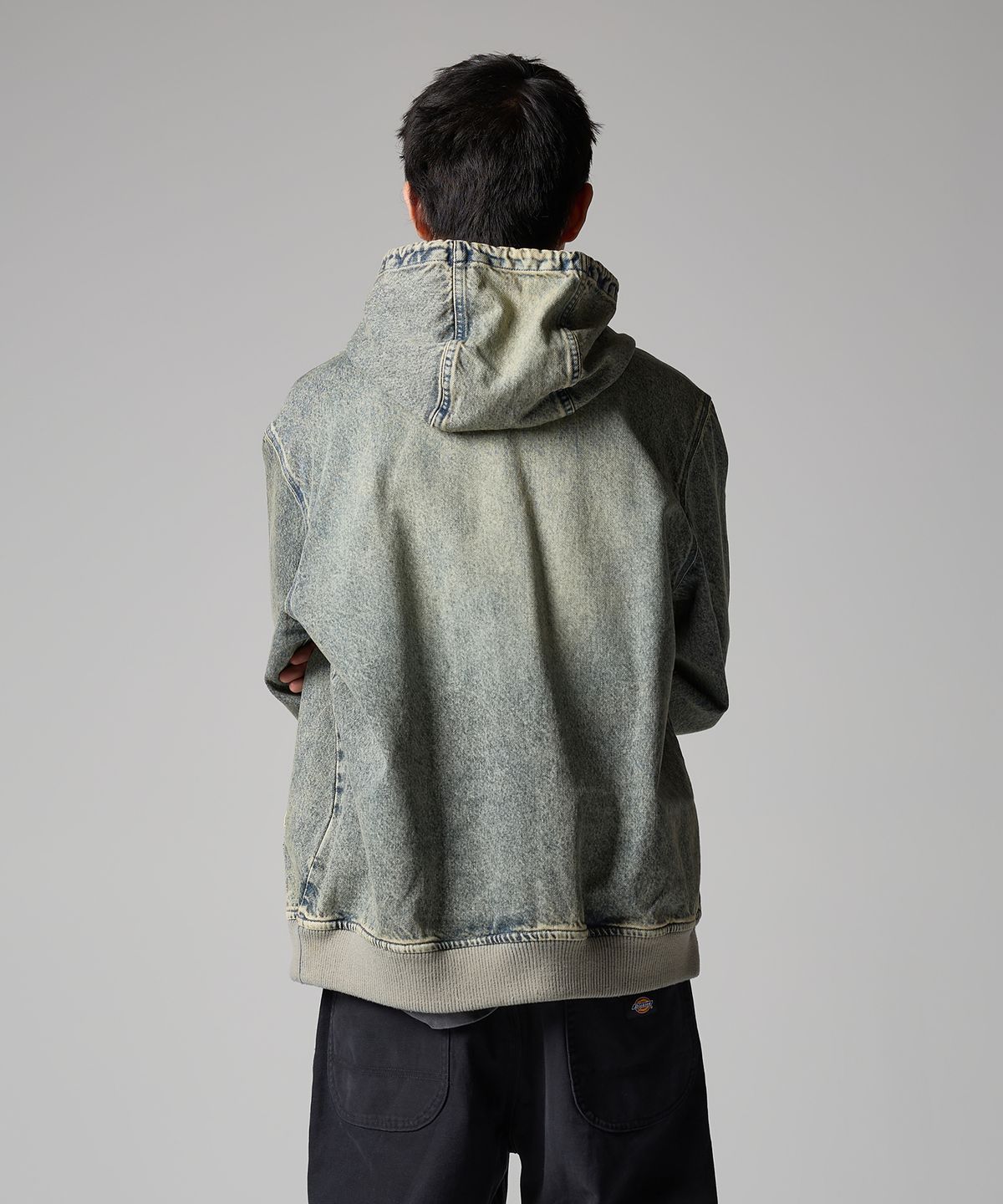 디키즈(DICKIES) 웨이브 로고 데님 후드 집업 Tinted Denim