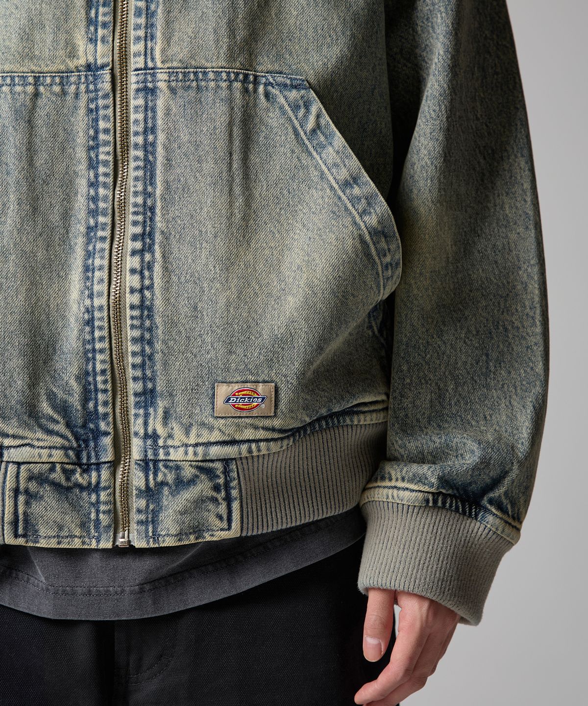 디키즈(DICKIES) 웨이브 로고 데님 후드 집업 Tinted Denim