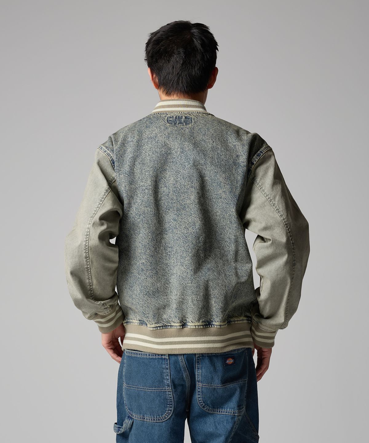 디키즈(DICKIES) 웨이브 로고 데님 봄버 재킷 Tinted Denim