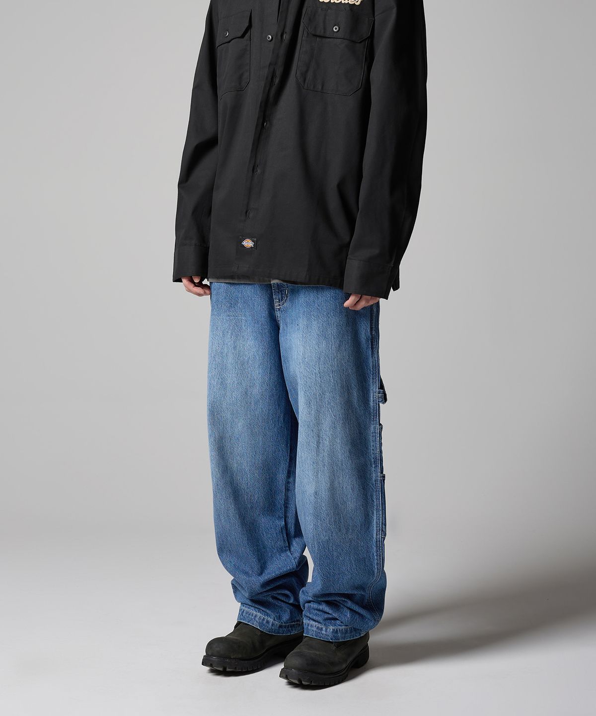 디키즈(DICKIES) 루즈핏 카펜터 유틸리티 데님 팬츠 Medium Blue