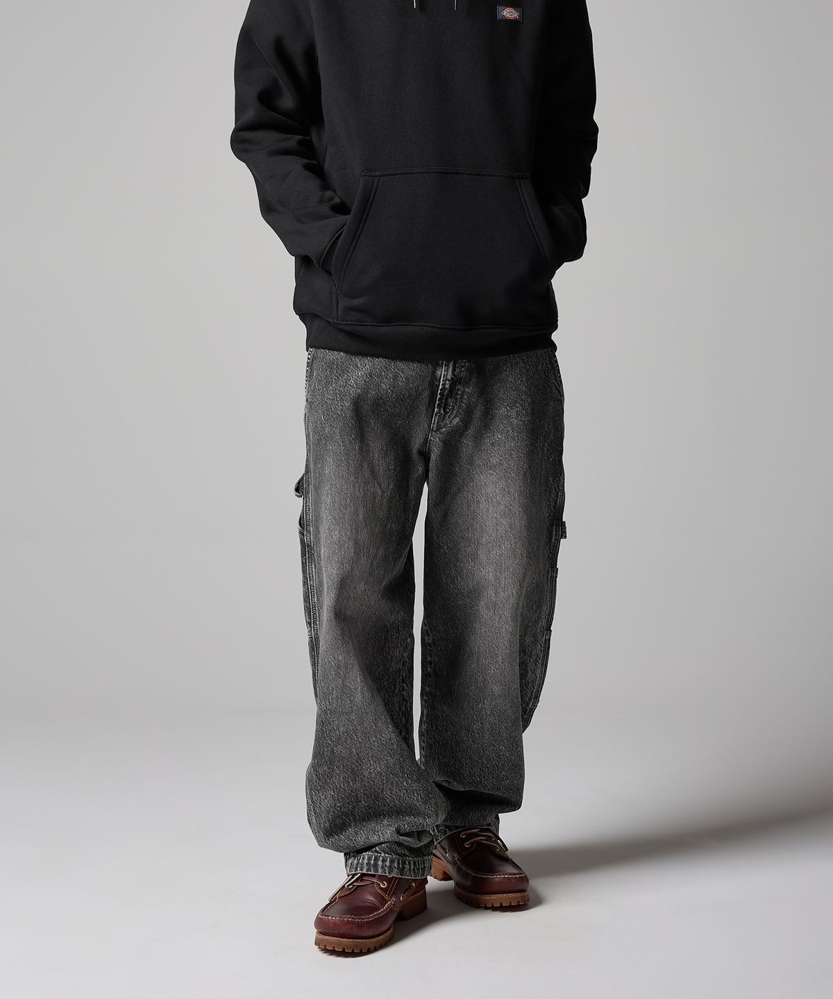 디키즈(DICKIES) 루즈핏 카펜터 유틸리티 데님 팬츠 Light Gray Denim