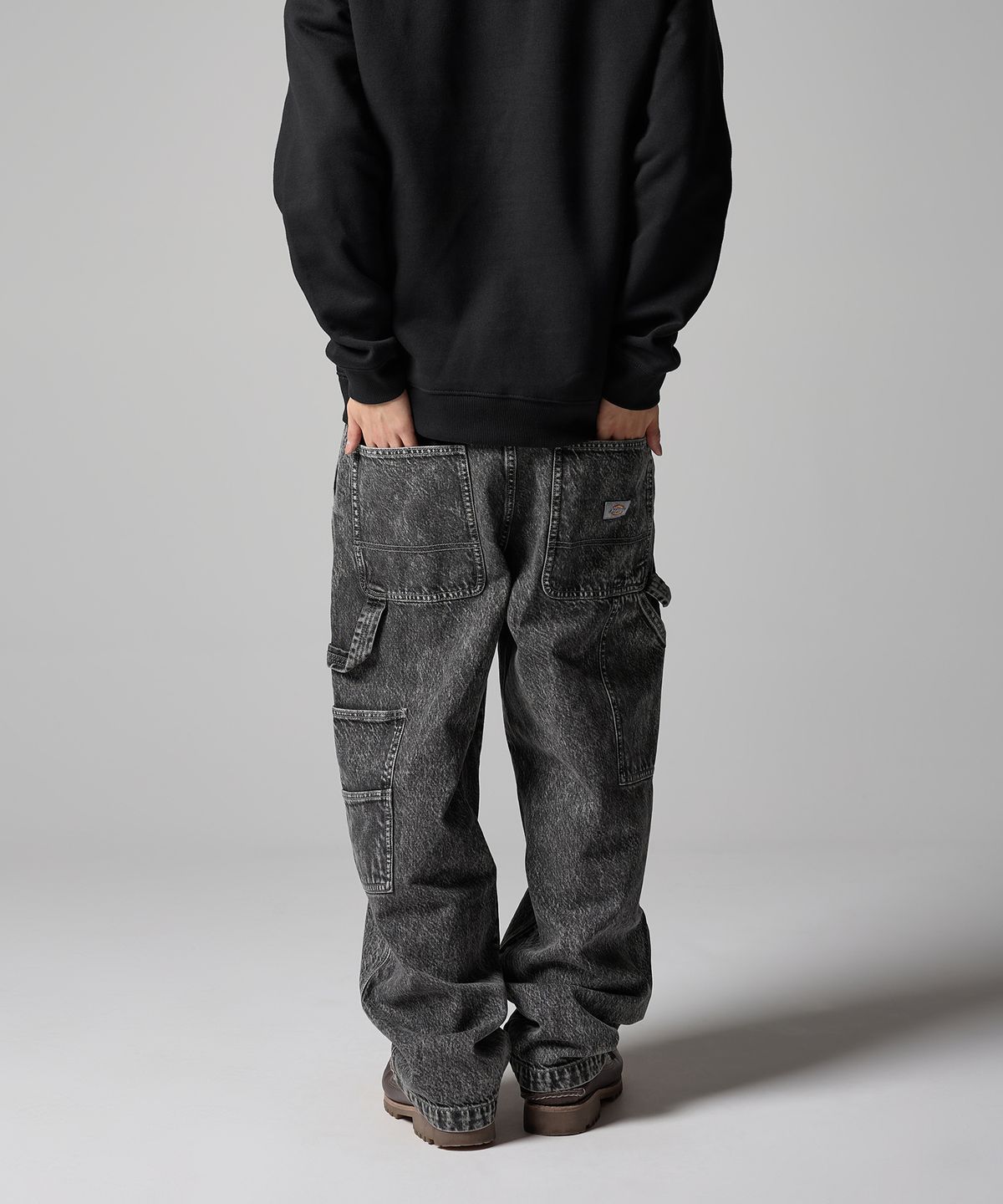 디키즈(DICKIES) 루즈핏 카펜터 유틸리티 데님 팬츠 Light Gray Denim