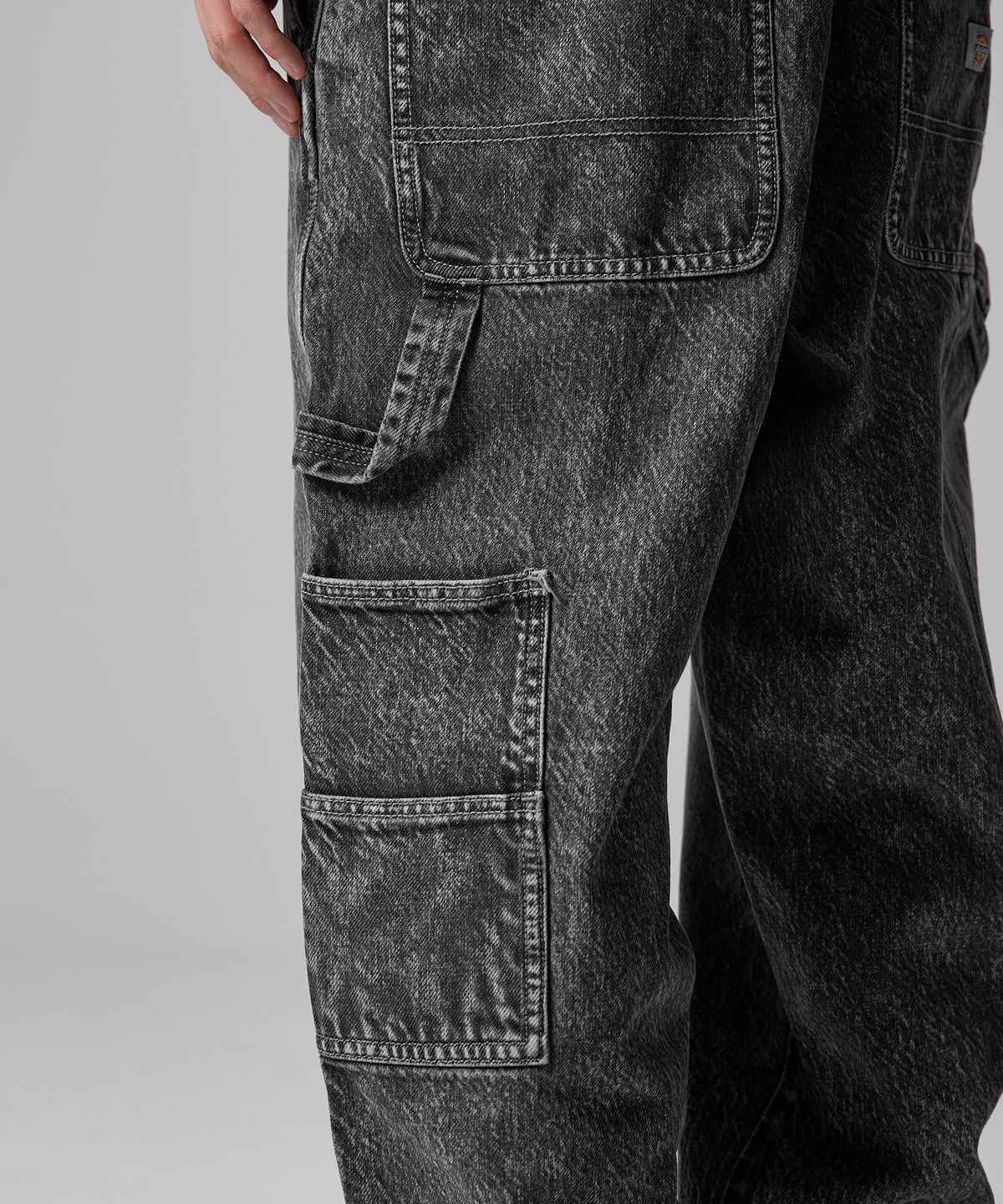 디키즈(DICKIES) 루즈핏 카펜터 유틸리티 데님 팬츠 Light Gray Denim