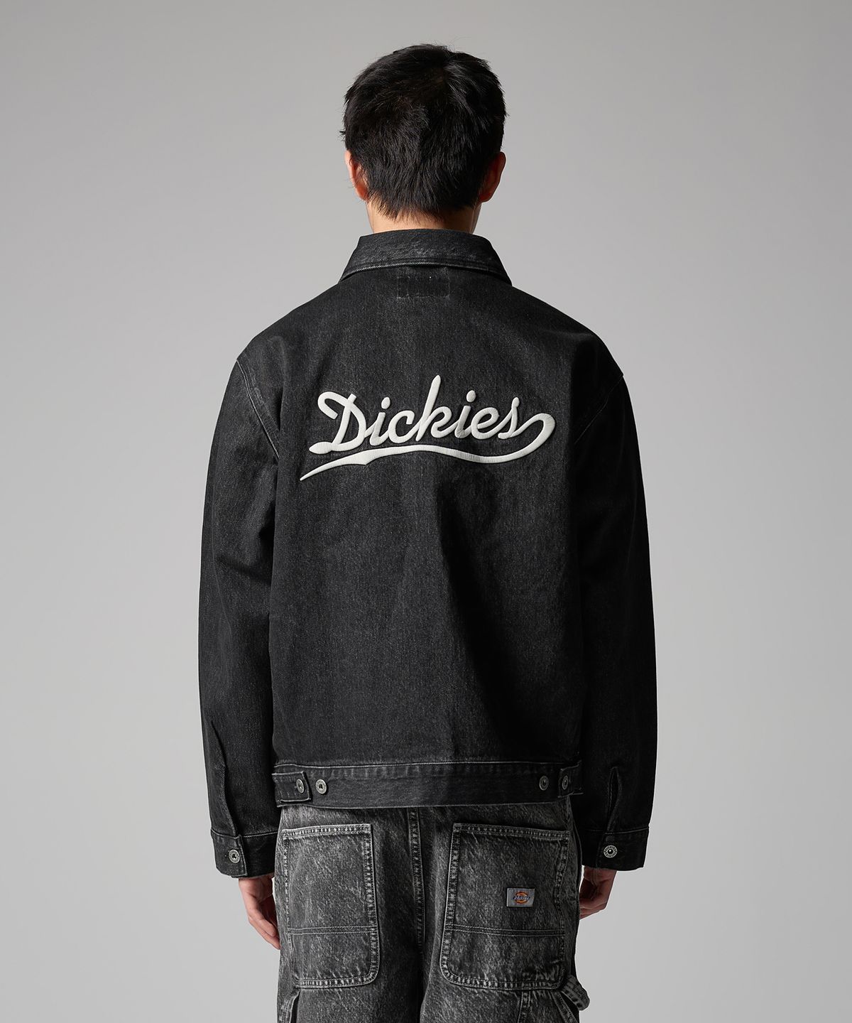 디키즈(DICKIES) 웨이브 로고 데님 재킷 Black Denim