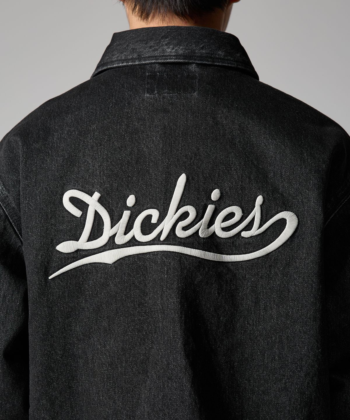 디키즈(DICKIES) 웨이브 로고 데님 재킷 Black Denim