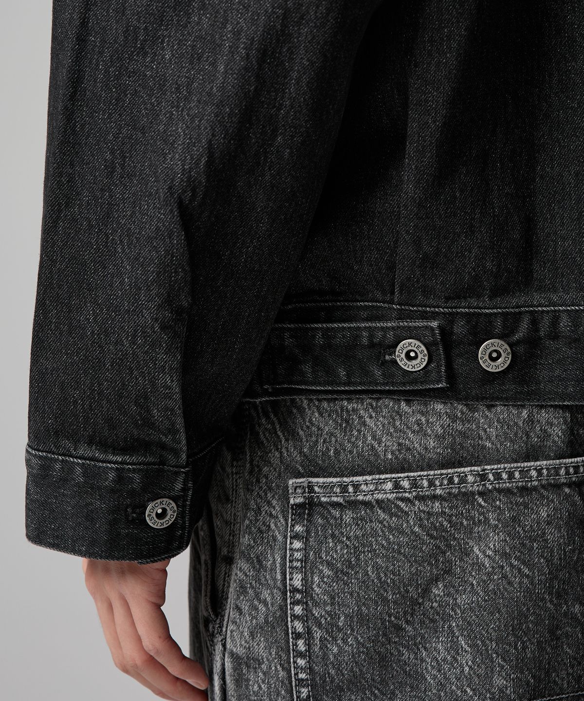 디키즈(DICKIES) 웨이브 로고 데님 재킷 Black Denim