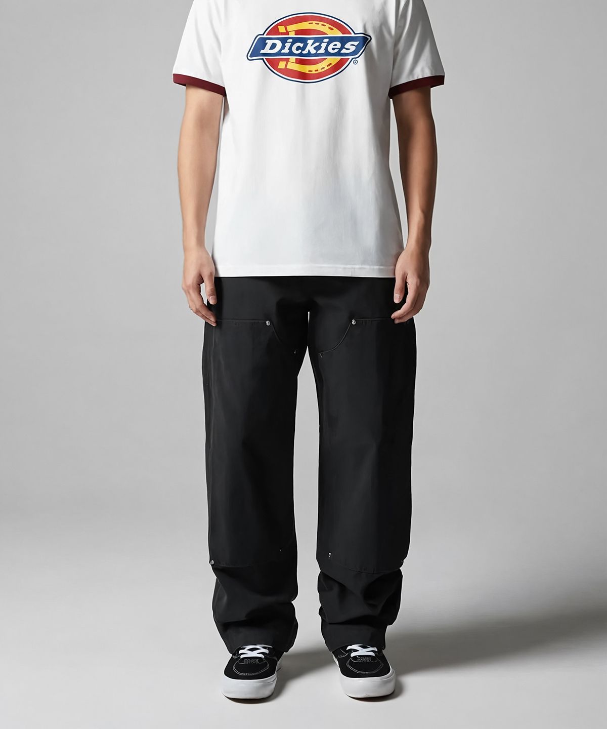 디키즈(DICKIES) 스톤워시드 덕 캔버스 더블니 팬츠 Black