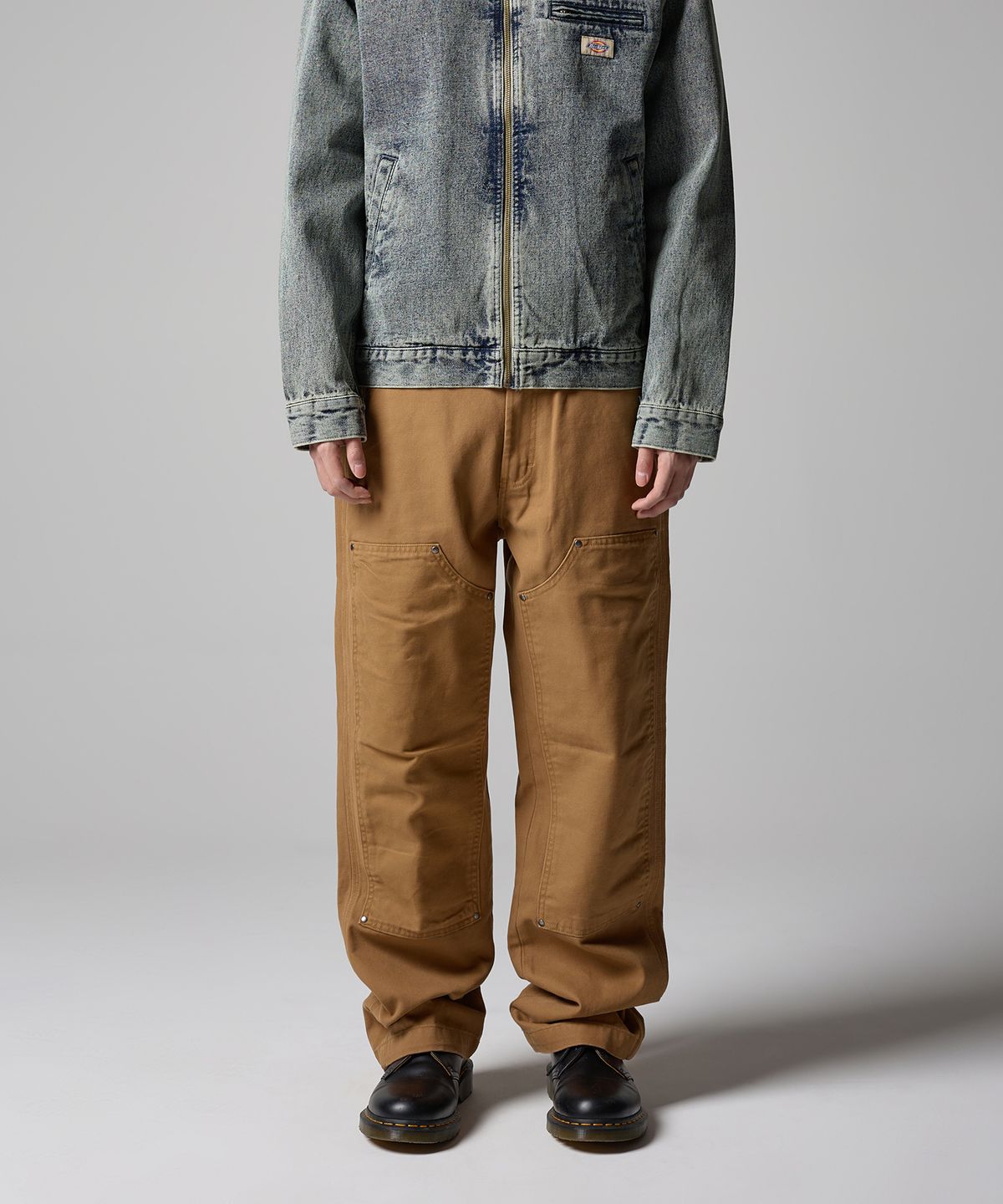 디키즈(DICKIES) 스톤워시드 덕 캔버스 더블니 팬츠 Brown Duck