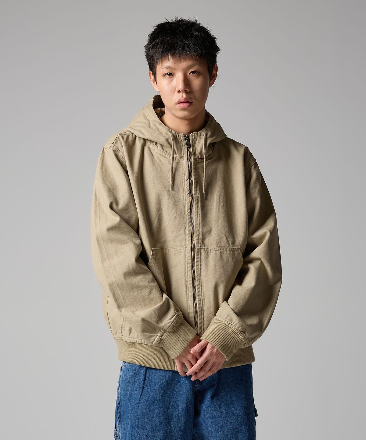 디키즈(DICKIES) 덕 캔버스 후드 집업 재킷 Desert Sand