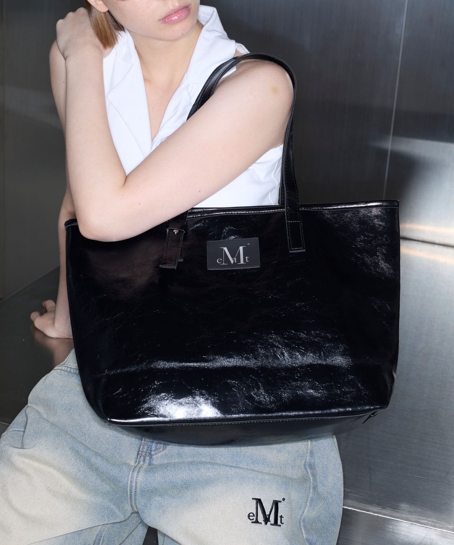 MUCENT☆大人気♪Peg Stud Belted Leather Shoulder Bag Unisex MUSINSA | MUCENT unused