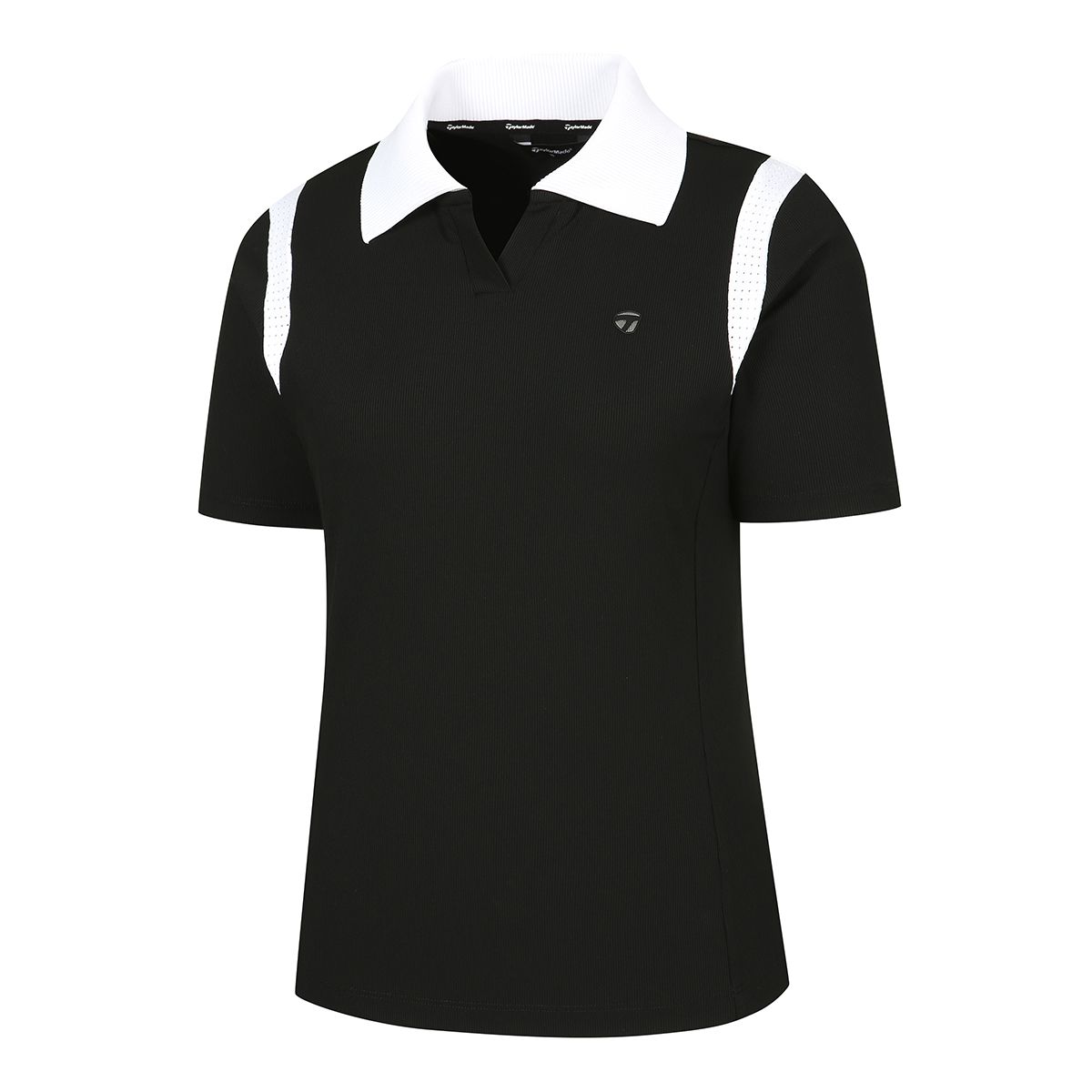 테일러메이드 어패럴(TAYLORMADE APPAREL) 여성 니트 배색 V넥 카라 반팔 티셔츠 TTO-61HG46-199