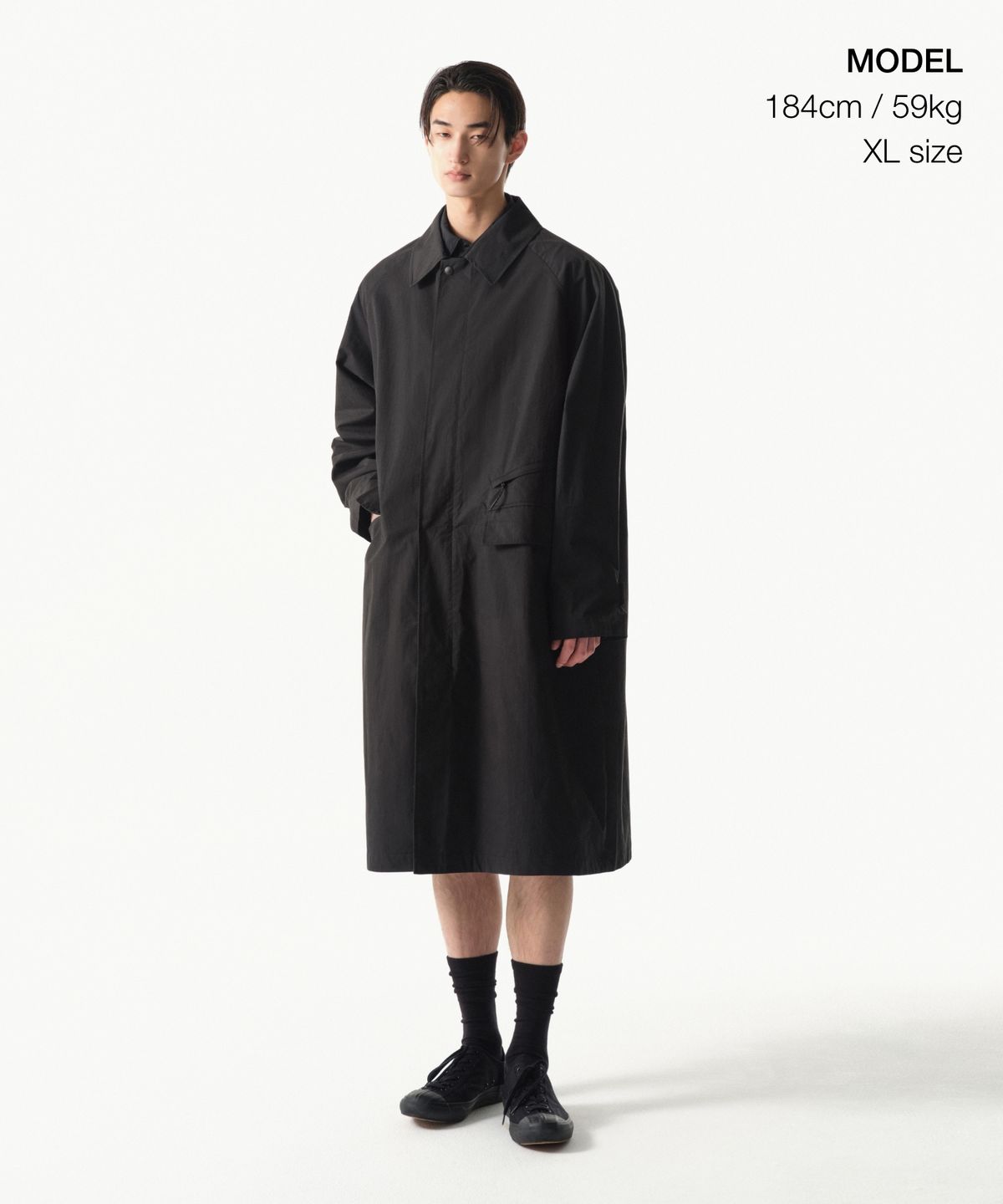 무신사 스탠다드(MUSINSA STANDARD) [시티 레저] CN 오버사이즈 발마칸 트렌치 코트 [블랙]