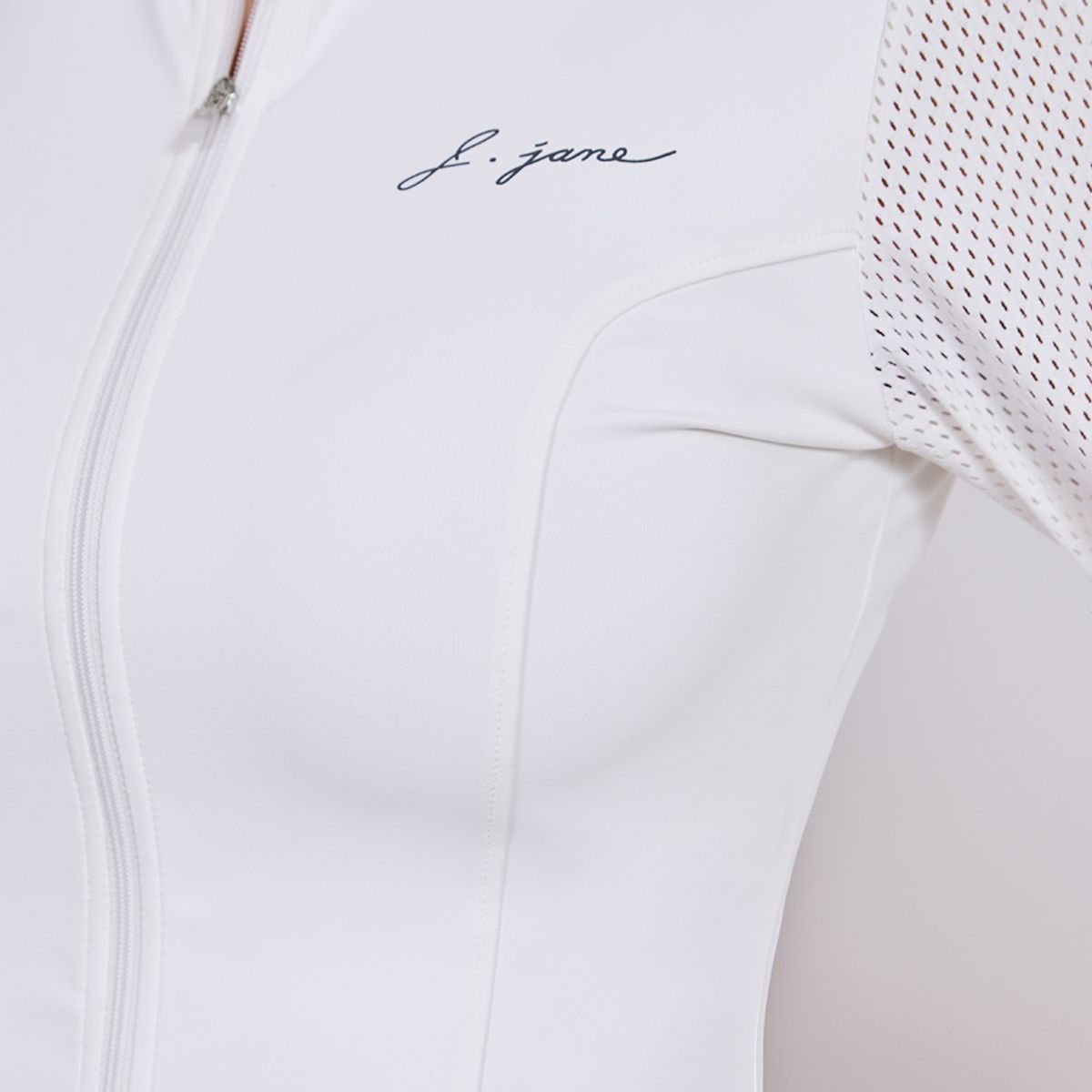 제이제인(J.JANE) 메쉬 슬리브 크롭 자켓 (White)
